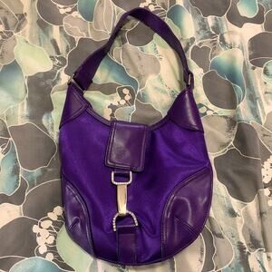 Purple and silver shoulder Purse with Faux Leather accents NWOT